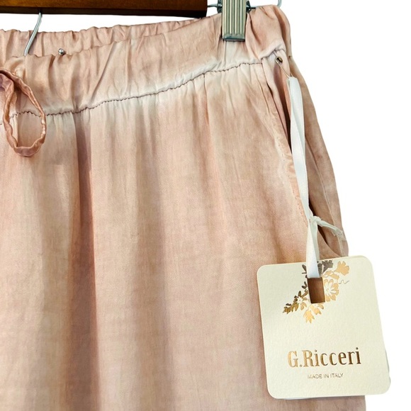 G.RICCERI Drawstring Flowy Lounge Pants in Blush Pink Size S - Picture 3 of 7